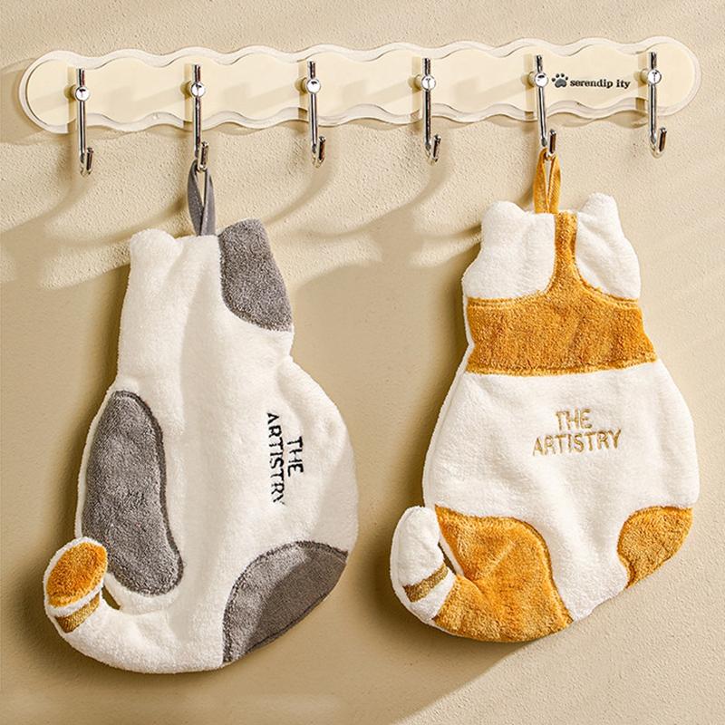 Cat Hand Towels Kitchen Accessories Hanging Towels For Hands Cartoon Hand Towel Absorbent Bathroom Towels