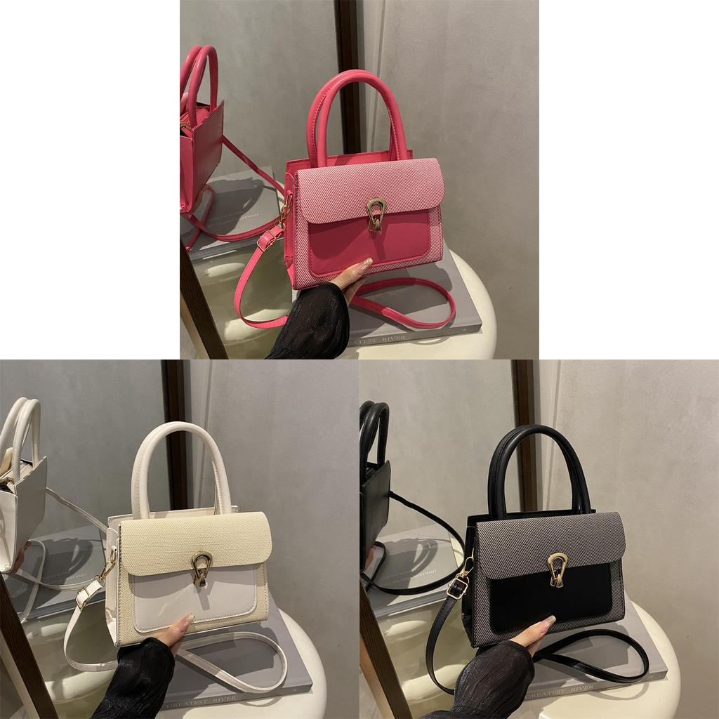 Womens Pu Small Square Bag With Contrast Color Blocking And Phone Pocket For Daily Use