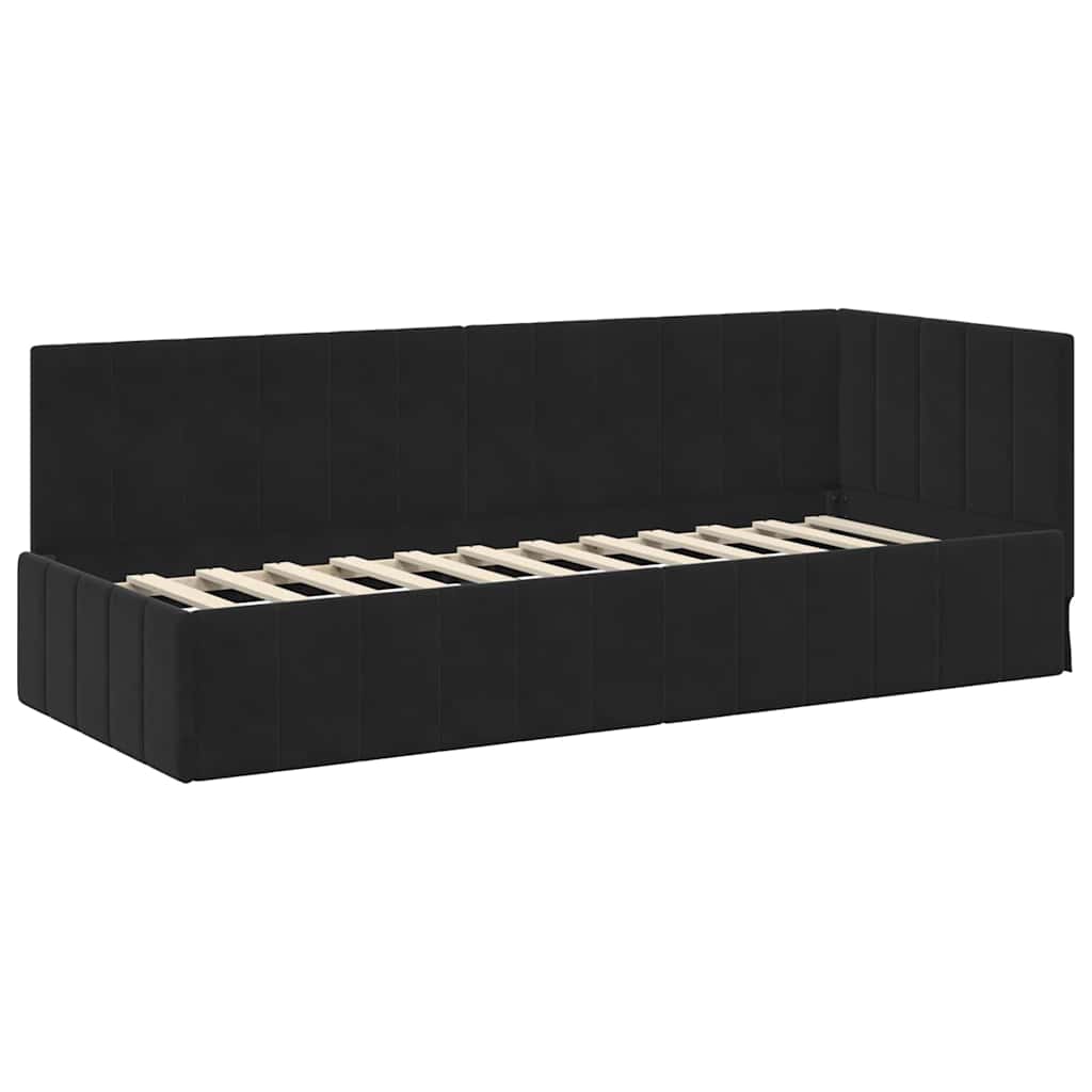 L Shaped Bed Frame with Headboard Black 80 Cm X 200 Cm Velvet