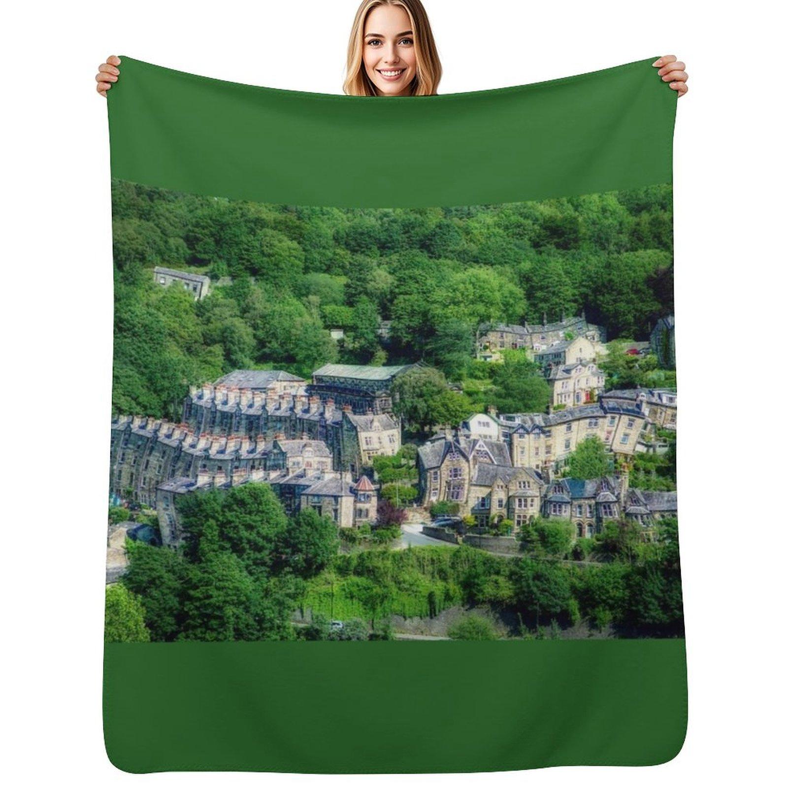 Hebden Bridge Through Beer Goggles Throw Blanket Elegant Warm Throw Blanket for Hotel Home Size: 75*100cm, Weight: 230 GSM