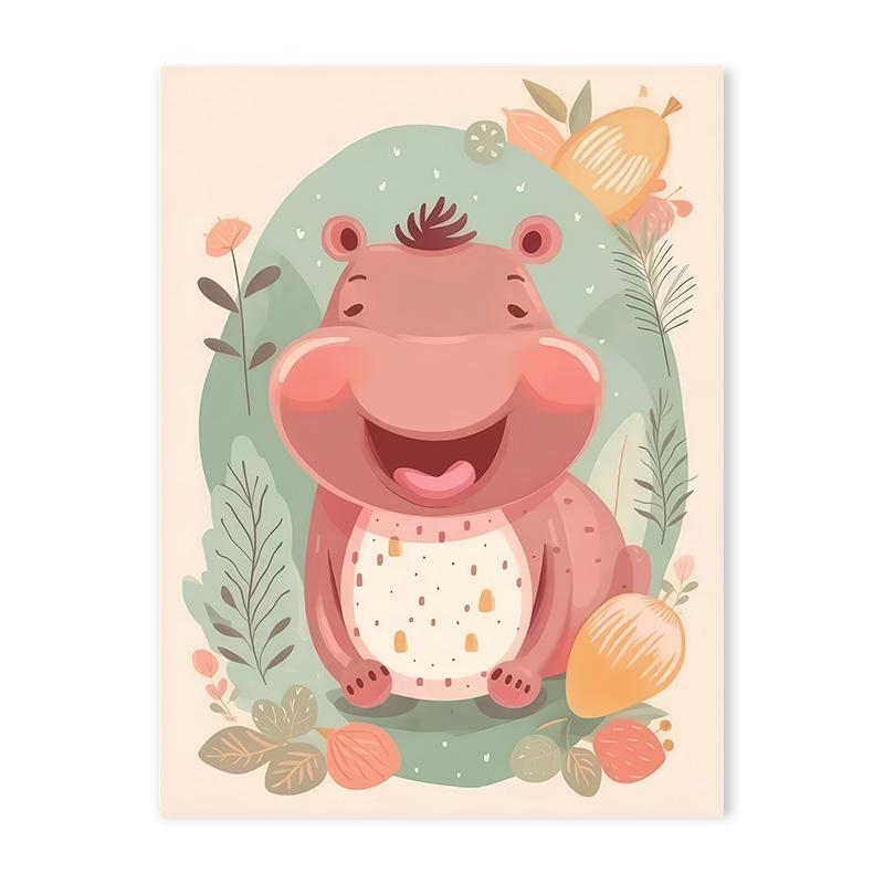 Cartoon Lion Giraffe Fox Nursery Wall Art Print Poster Baby Bedroom Cute Animal Canvas Painting Modern Room Aesthetic Decoration