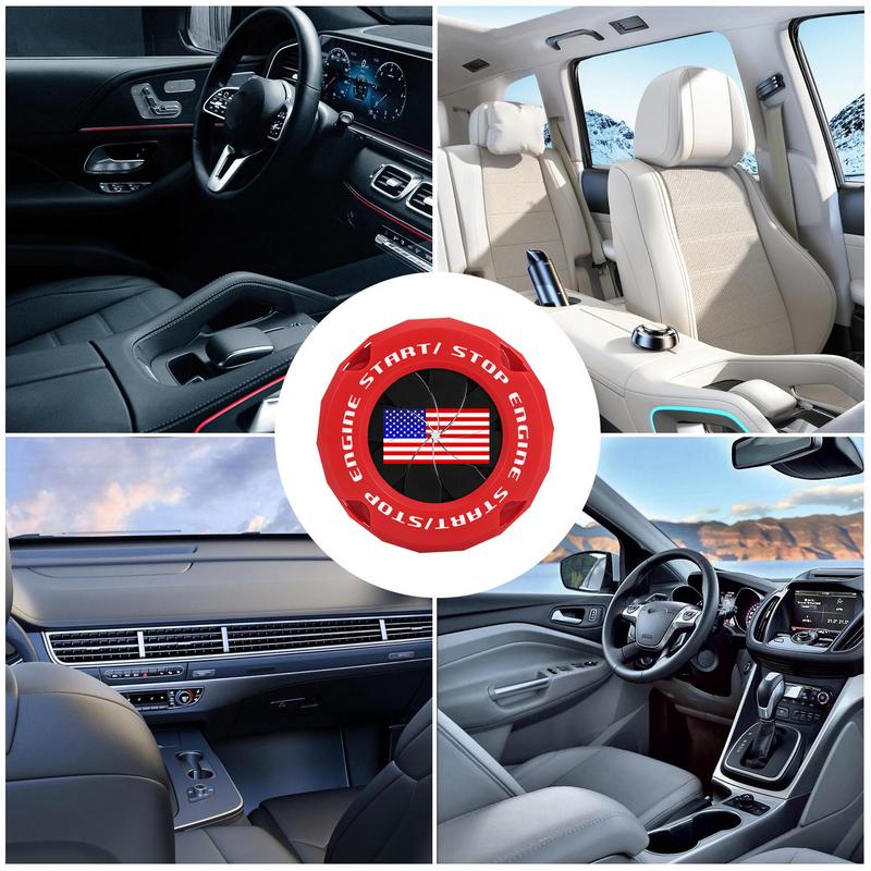 Car Engine Start Button Cover Independence Day Flag Design Start Stop Button Cover Protector Anti-Scratch Car Engine Start