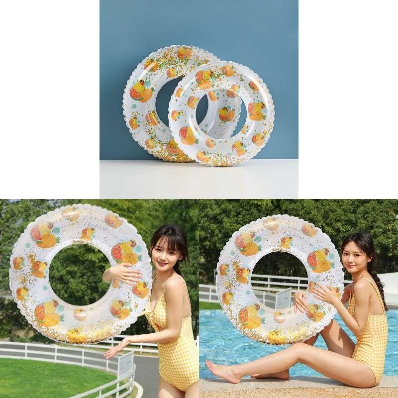 And Adult Childrens Swimming Circle Thickened Sequin Cartoon Fruit Pattern Duck