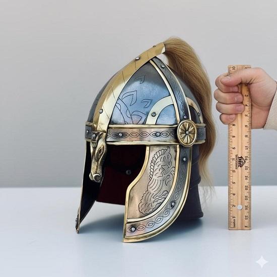 Medieval Horse Rider Helmet Replica, Eomer’s Marshall Helmet, Viking LARP Steel Brass Knight Helmet, Cosplay Armor and Display Gift