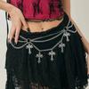 IngeSight.Z Vintage Gothic Skull Cross Cross Pendant Hollowout Waist Chain Women Y2K Multilayer Body Chain Jewelry Accessories