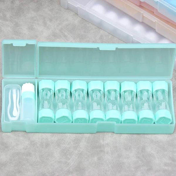 

8pcs/set Cute Colored Contact Lenses Case Contact Lens Case for Eyes Contacts Travel Kit Holder Lens Container Soak Storage Case зелёный