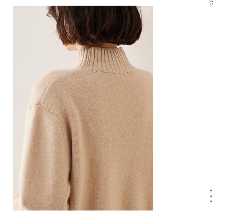 Women's 2025 Fashionable Cashmere Pullover: Long Sleeve, Autumn/Winter, Thick Warm Soft Half-High Collar Loose Knitwear.