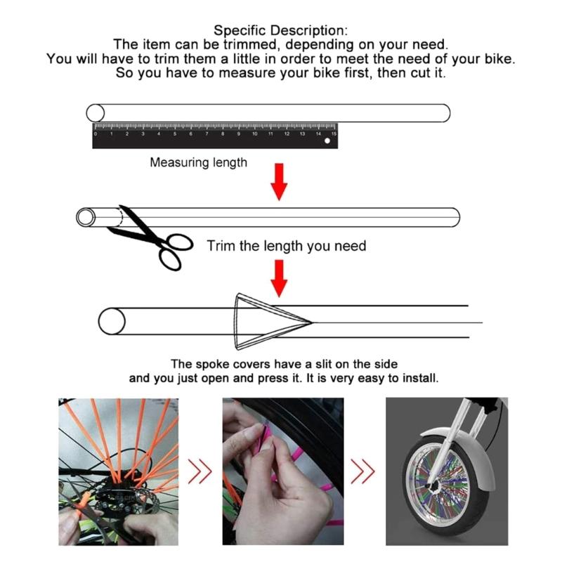 72PCS Universal Bicycle Spoke Skins Covers Motorcycle Wheel Rim Trim Wrap for Motorcycle Bike