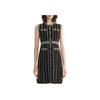 Karl Lagerfeld French Chic Striped Print Short Sleeve Round Neck Buttoned Sleeveless Dress Women Dresses Multicolor 236L1325