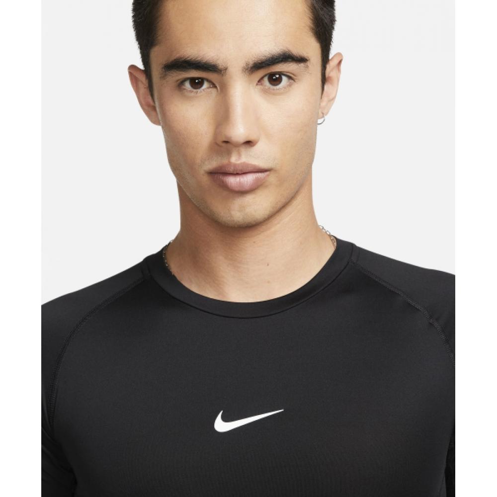 Nike Pro Dry Fit Tight Dlouhý rukáv Fitness Top M Černá Bílá Fb7920 010