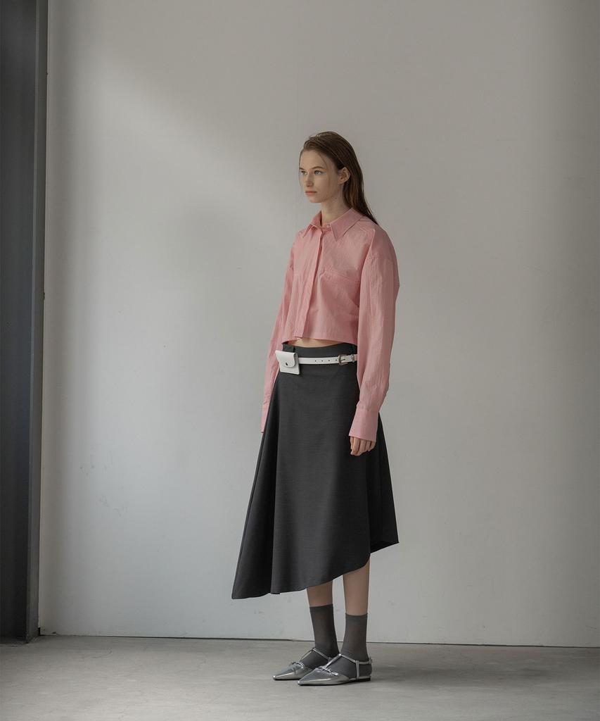Mosyupamosyu Asymmetrical Layered Skirt [Charcoal]