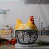 Creative Hen Storage Basket Iron Home Kitchen Fruit Snack Egg Holder Decor