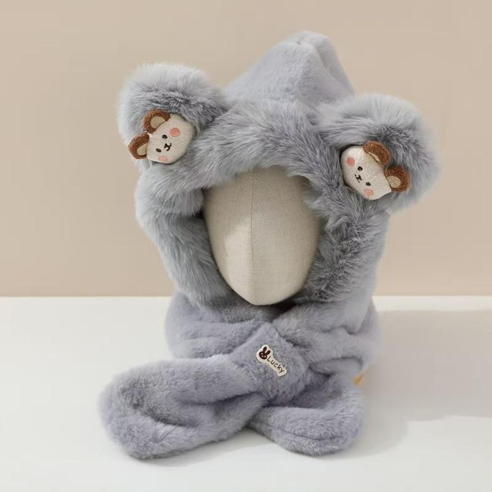 Plush Winter Baby Hat Windproof Pullover Hat New Kids Hat Hooded Scarf
