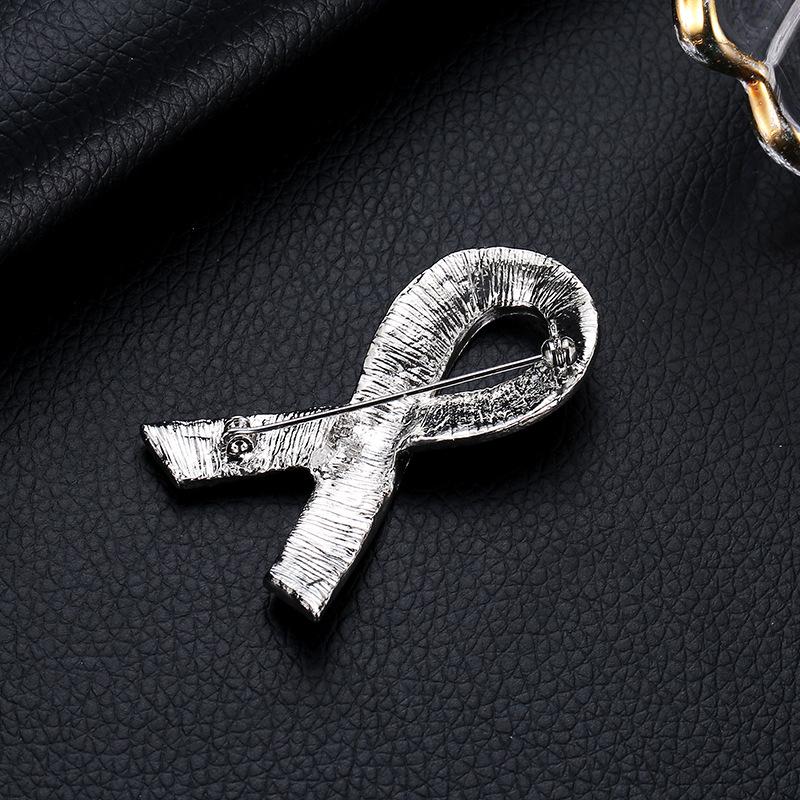 Exquisite Pink Ribbon Diamond Brooch: Fashionable AIDS Awareness Jewelry Pin