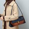 Johnature Ρετρό χρώμα αντίθεσης Γνήσιο δέρμα Γυναικεία τσάντα μασχάλης Ευέλικτη μόδα Χειροποίητες τσάντες ώμου από φυσικό δέρμα αγελάδας