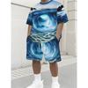 Summer Men's Fun Colorful Creativity 3D Printing Casual Sports Round Neck Short Sleeved Set Fashionable Comfortable Breathable Large Size Sports Wear