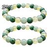 Adjustable Jewelry for Men Women 8mm Faux Crystal Beaded Bracelet Natural Stone Round Beads Healing Unique Textured Wrist Ornaments Green Gemstones