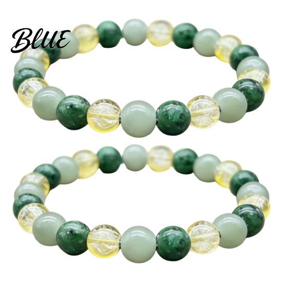 Adjustable Jewelry for Men Women 8mm Faux Crystal Beaded Bracelet Natural Stone Round Beads Healing Unique Textured Wrist Ornaments Green Gemstones
