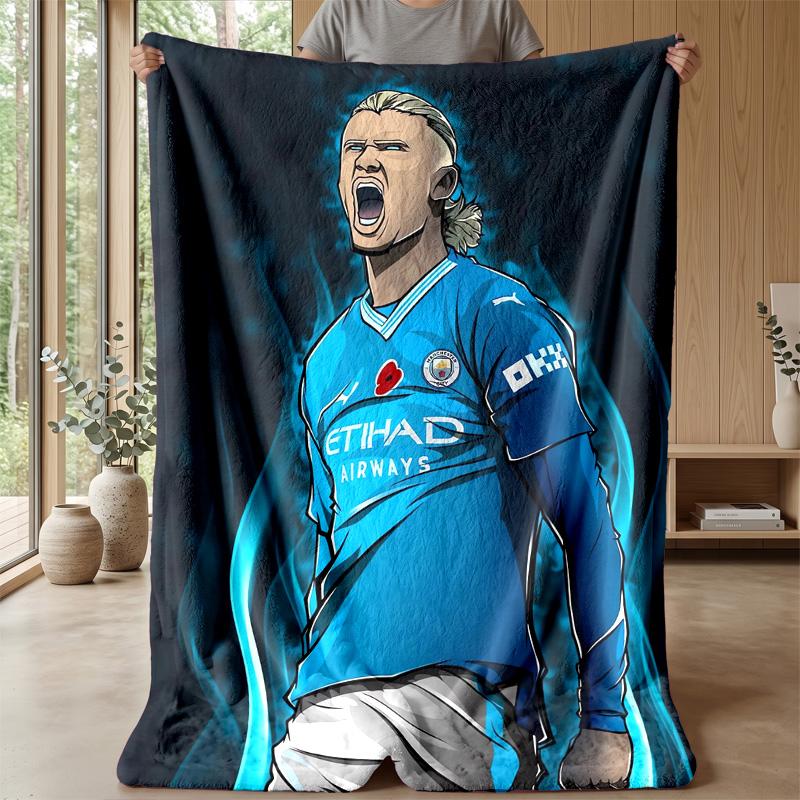 Erling Haaland Theme Blanket Soft Flannel Blanket Plush Throw Blanket Cozy Sofa Bed Blanket for Home Decor