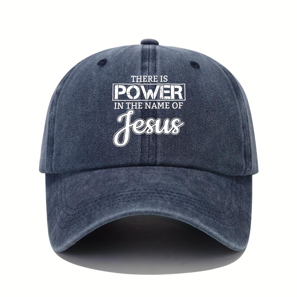 There Is Power In The Name Of Jesus Baseball Cap Unisex Adjustable Polyester Religious Casual Baseball Hat One Size