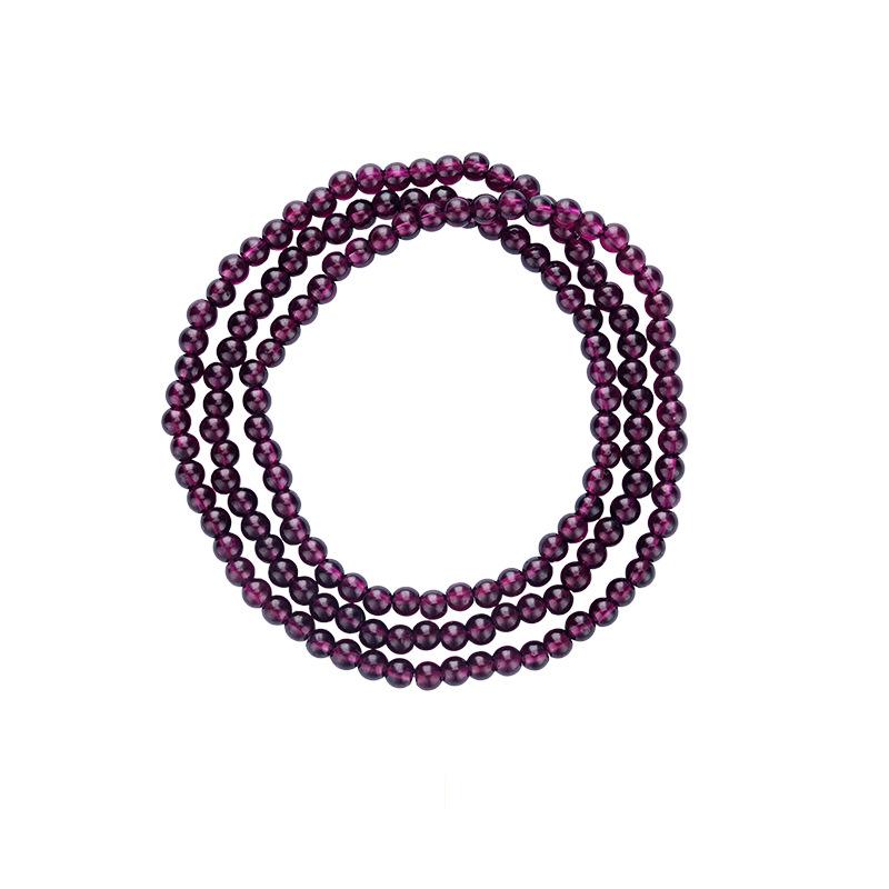 Natural Burgundy Garnet Bracelet Three-Circle Multi-Circle Crystal Bracelet Jewelry