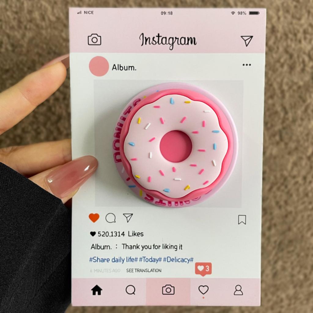 Cute 3D Big Donut Magnetic Silicone Phone Grip For iPhone 17 16 15 13 12 Pro Max Finger Bracket Holder 5