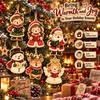 Wooden Christmas Hanging Plaques Set of 6 Vintage Santa and Snowman Wall Decorations with Twine