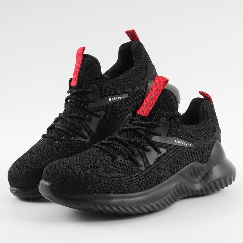 Men's Fly-knit Breathable Lightweight Work Shoes - Wear-resistant, Anti-smash, Anti-puncture, Soft Sole Safety Protection Shoes.