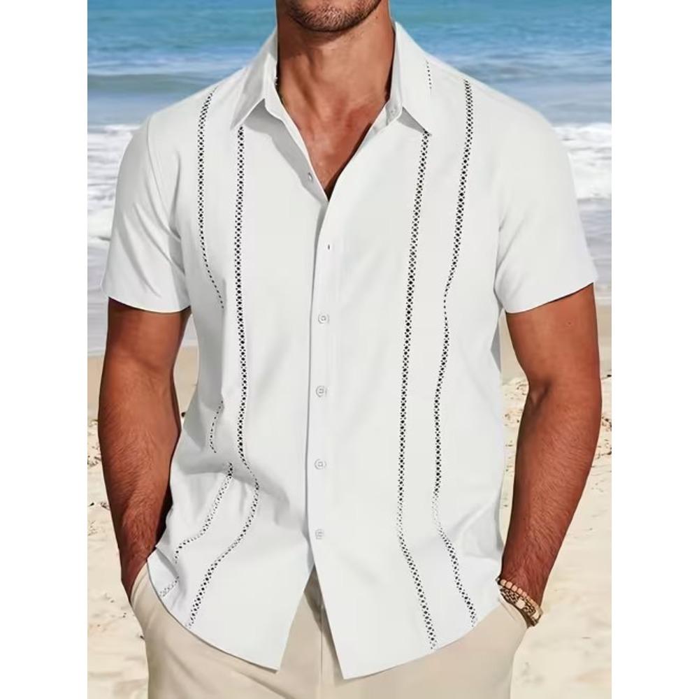 Men's Geometric Pattern 3D Print Shirt Button Up Shirt Casual Shirt Summer Shirt Short Sleeve Daily Vacation Clothing