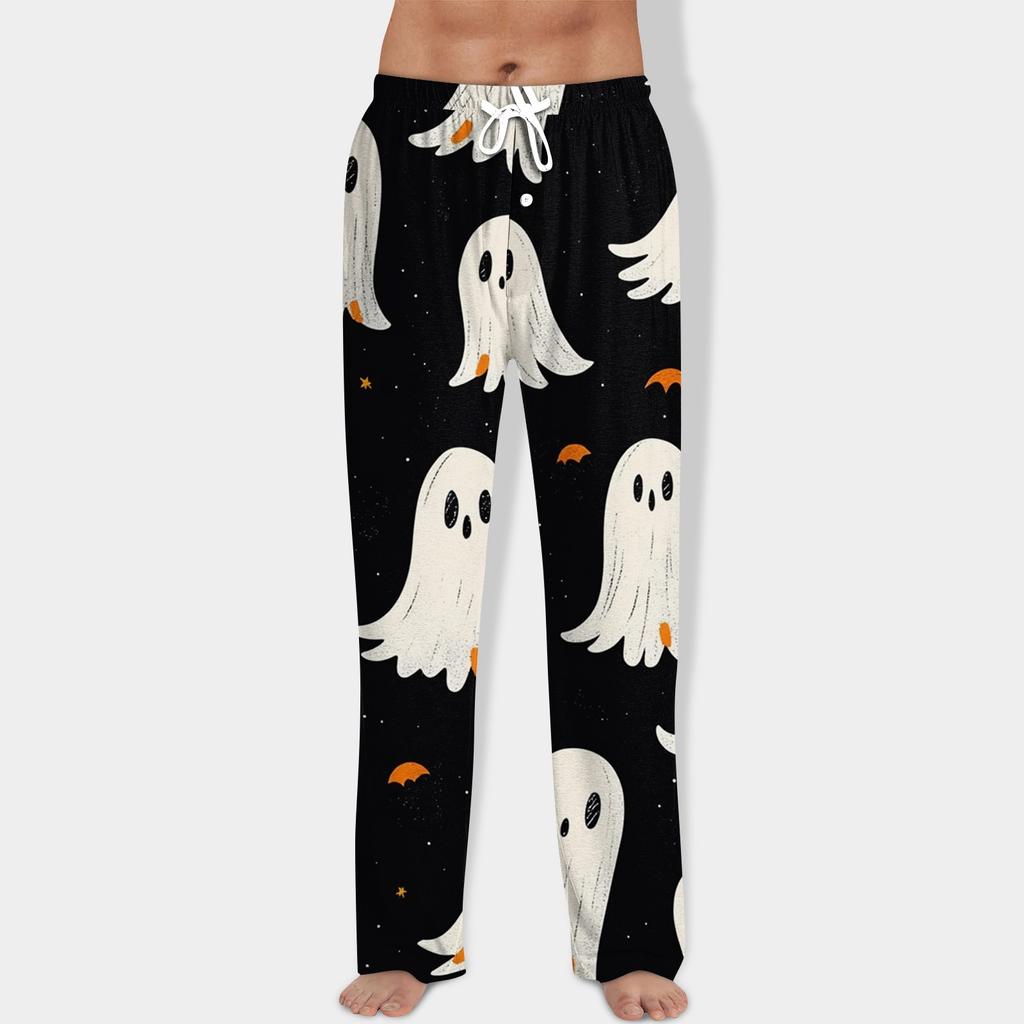 Men's Halloween Print Drawstring Pants Casual Pajama Pants