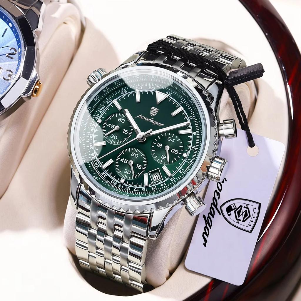 Luxury Business Men's Watch Stainless Steel Chronograph Date Sport Quartz Man Clock Waterproof Luminous Military Watches For Men