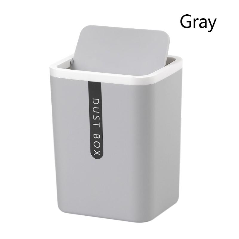 

Мини-мусорное ведро, небольшой мусорный бак, легкий, экономит место, бочка для всякой всячины, вращающаяся на 360 градусов, крышка для хранения серый