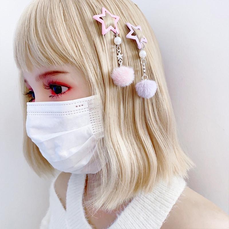 Kleiner Stern Haarspange für Mädchen Retro Haarspange Accessoire Pelziger Ball Anhänger Haarspange