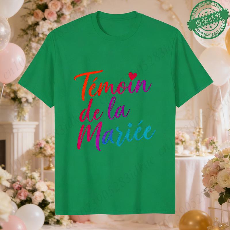 French Women Future Bride Team T-Shirts Colorful Heart Print Short Sleeve Tees for Bachelorette EVJF Party Bridal Wedding Squad