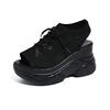 Womens Hollow Out Sport Sandals Fabric Lace Up Footwear Front Vulcanized Shoes For Women Thick Platform Wedge Sandals