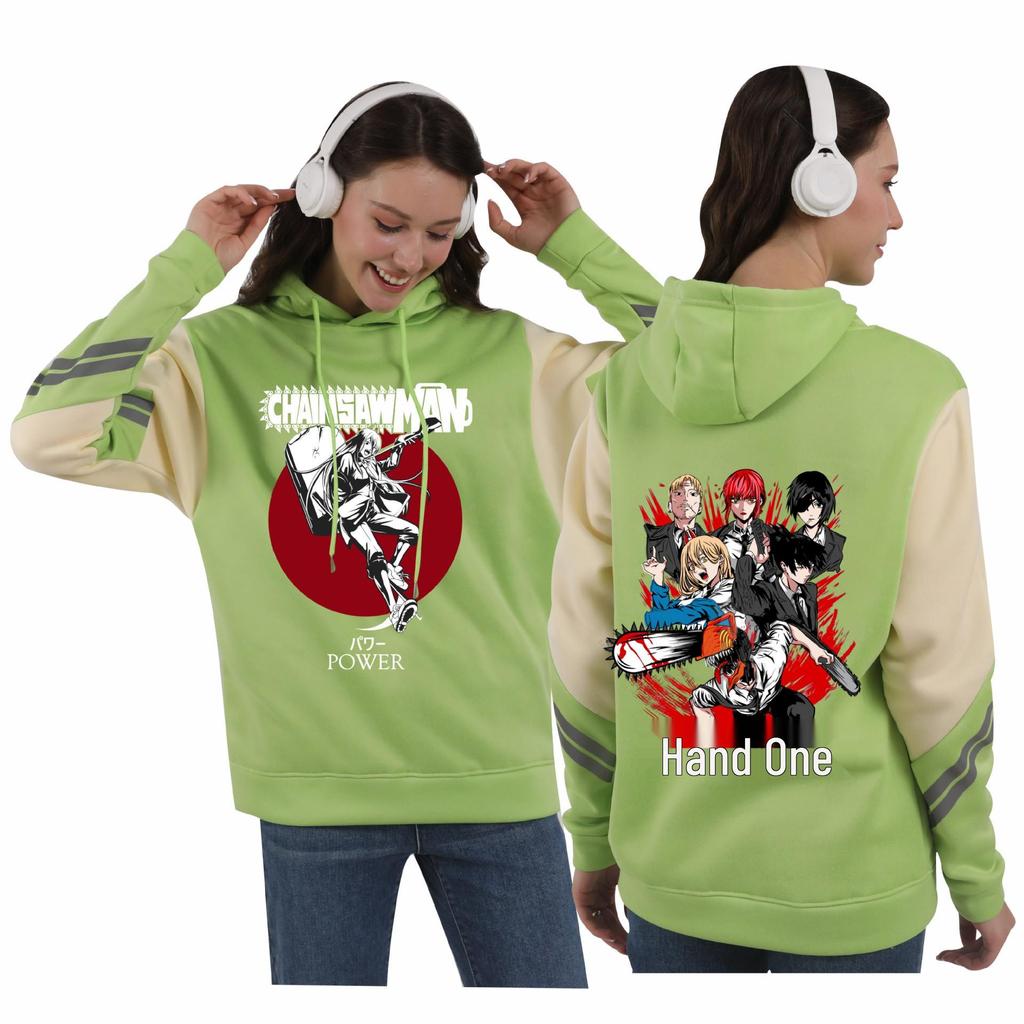 Men's Chainsaw Man Anime Patchwork Hoodie - Spring/Autumn Japanese Color Block Design