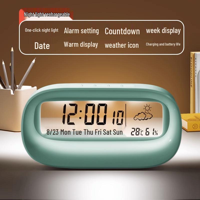 Transparent Digital Alarm Clock with Large Screen - Cute, Silent, and Perfect for Students
