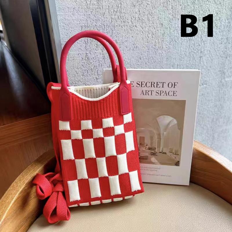 1/2/5pcs Korean Fashion Heart Knitted Mini Handbag Women Mobile Phone Shoulder Bags Girls Chic Cute Outdoor Crossbody Small Bags