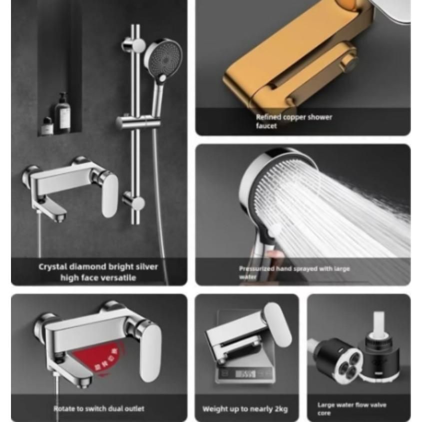 Faucet Brass Bathtub Mixer 304 Stainless Steel Mixer Tap Hot And Cold Bathroom Mixing Valve Wall Mounted Bath Shower Set