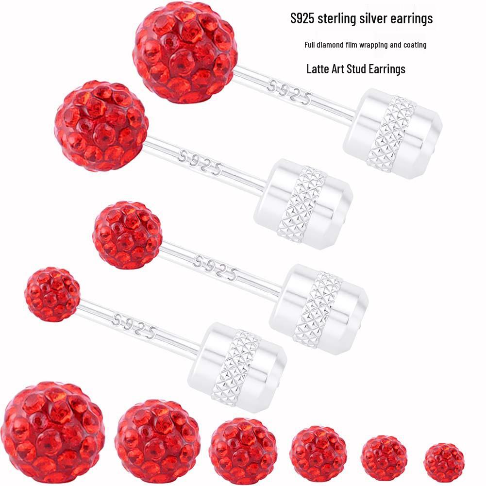 Trendy S925 Sterling Silver Diamond Film-Wrapped Screw Back Geometric Stud Earrings for Women Single 6mm