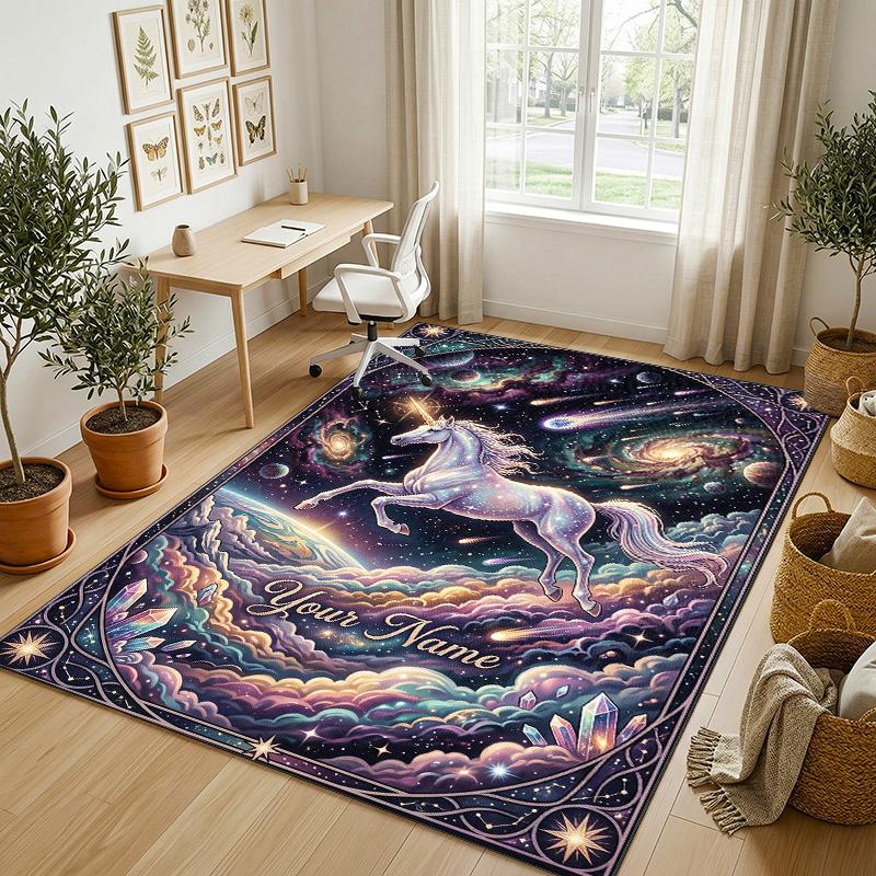 Underwater Sea Theme Soft Crystal Velvet Rug Custom Name & Text Print Non Slip Floor Rug for Bedroom Living Room