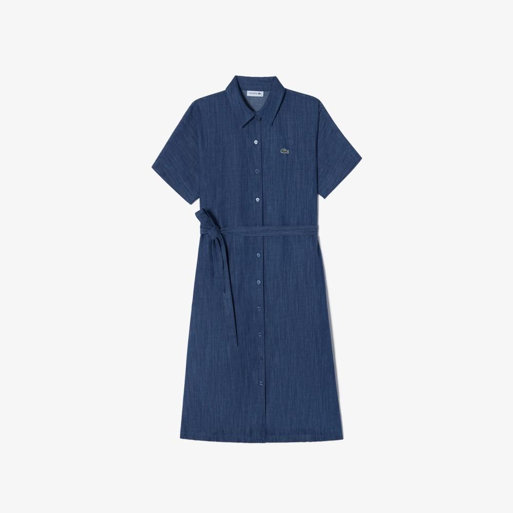 [lacoste] Women's Belted Short-Sleeve Shirt Dress EF306E-56G36L