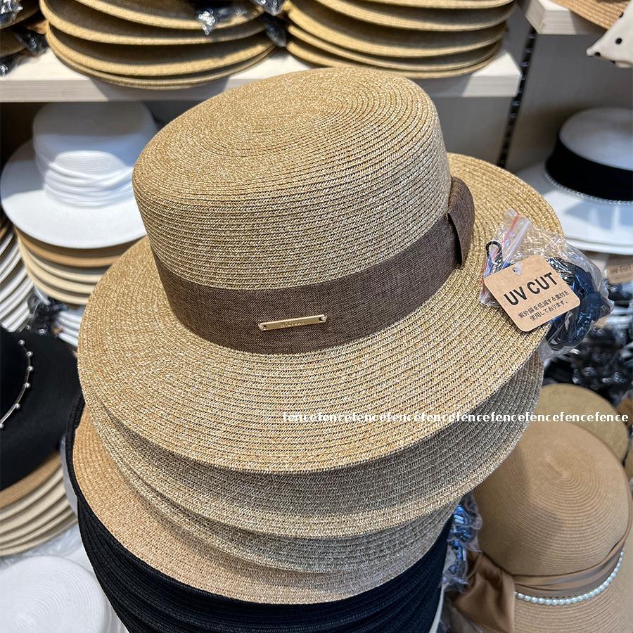 

Straw hat women s summer seaside sun hat UV protection flat top hat men s and women s versatile sun protection sun hat top hat Adult (56-58cm) темно-коричневого кольору
