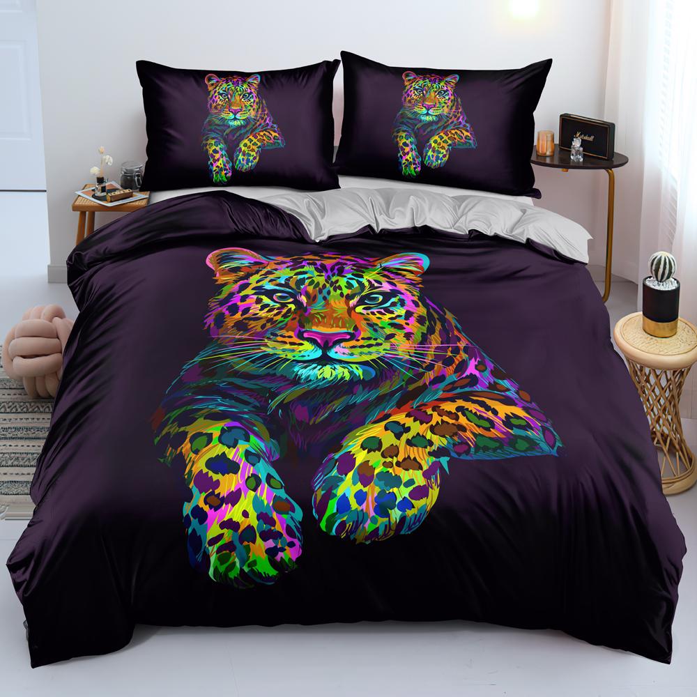 3D Tiger Duvet Cover Soft Comforter Cover Animal Bedding Set Tiger Pattern Quilt Cover For Bedroom Decor 2/3Pcs King Queen Size