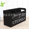 Solid Wood Retro Kitchen Sundries Storage Box with Compartments for Cutlery