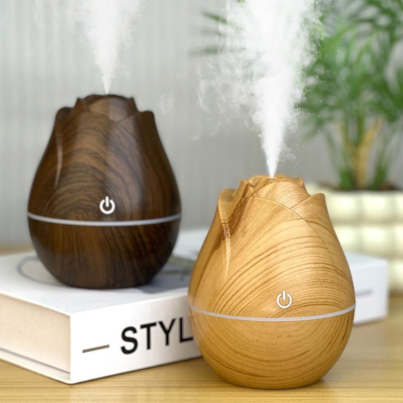Nawilżacz z usłojeniem palisandru USB do samochodu cichy do sypialni uzupełnianie wody kolorowy gradient światła maszyna do aromaterapii