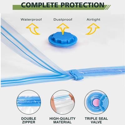 15 Pack Vacuum Storage Bags, Space Saver Bags Compression for Comforters and Blankets, Sealer Clothes Storage Travel Organizer,