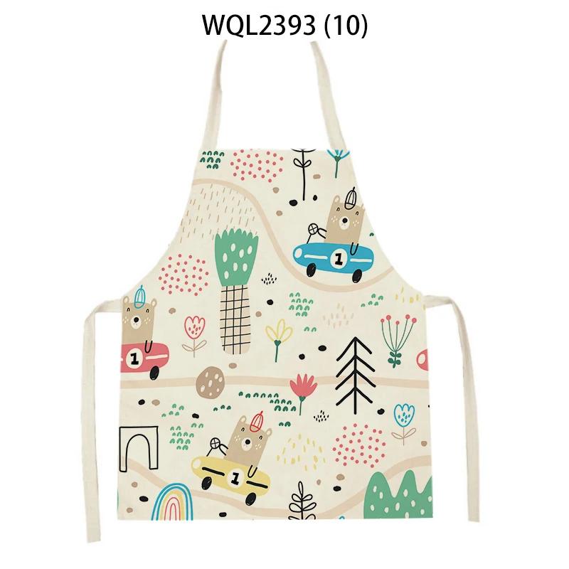 Home Kitchen Cooking Aprons Lovely Animal Bears Printed Sleeveless Linen Colorful Aprons for Men Women Baking Accessories