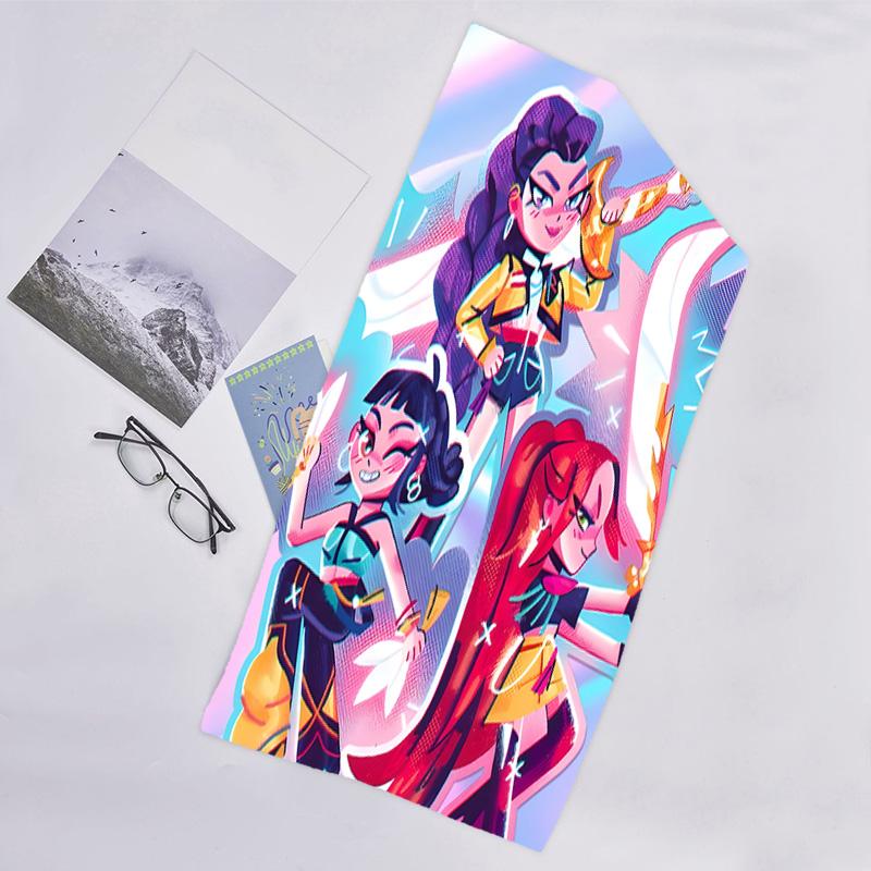 1pc KPop Demon Hunters5 Beach Towel, Beach and Seaside Swimming Pool Equipment, Fashion Pattern, Rectangular, Travel Essentials