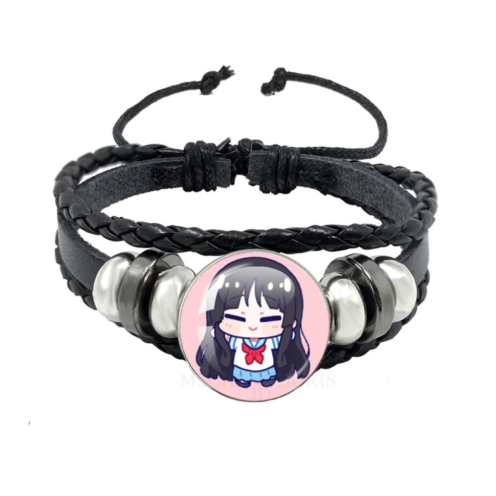 Anime K-ON Leather Bracelets Hirasawa Yui Akiyama Mio Tainaka Ritsu Multilayer Braided Black Bracelet Bangles Jewelry Gift